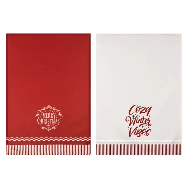Набор полотенечек для кухни Ardesto Christmas Happy Holidays 45х65см, 2шт,  90% полиэстер, 10% хлопок, красный, белый