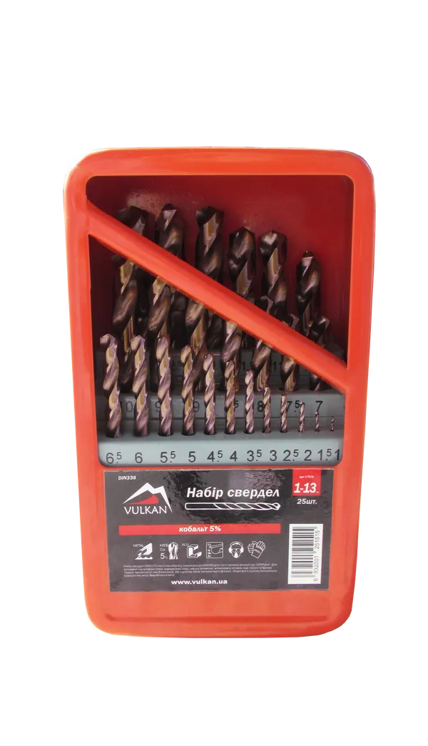 Набір свердел п/м HSS-CO 1-13мм*0,5мм 25шт коробка метал