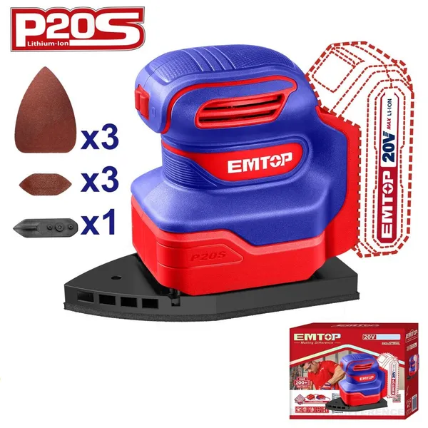 Шліфмашина дельтовидна акумуляторна EMTOP ELPS2014 (без АКБ та ЗП)