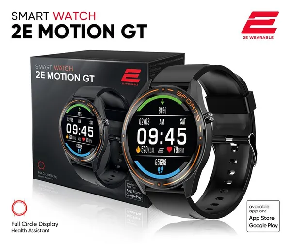 Смарт-часы 2E Motion GT 46мм, 1.3", 240x240, TFT, BT 5.0 BLE, черно-оранжевый