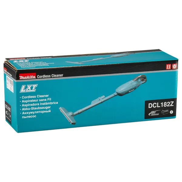 Купить Пылесос профессиональный аккумуляторный Makita DCL182Z, LXT 18В, 40мБар, контейнер 0.5л, без АКБ и ЗП со скидкой