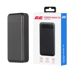 Акумулятор портативний літій-іонний Power Bank 2E 20000мА·год, USB-C/microUSB/USB-А, чорний фото