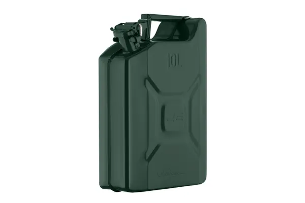Канистра 2E топливная вертикальная 10л металл 0.8мм, 2.3кг, зеленый цена в Украине