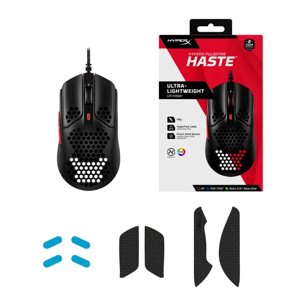 Миша HyperX Pulsefire Haste, RGB, USB-A, чорно-червоний