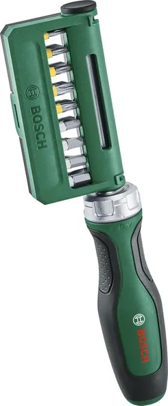 Викрутка Bosch з тріскачкою, 18 біт, 225мм, сталь CrV фото