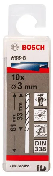 Свердло по металу Bosch HSS-G 3 мм., 10 шт.