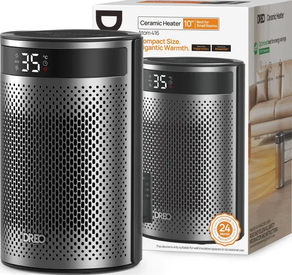 Тепловентилятор Dreo, 20м2, 1500Вт, електр. упр-ння, керамич.нагрів.елемент, пульт ДУ, срібний купити в Україні