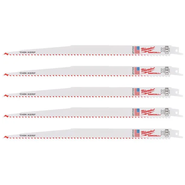 Полотно для шабельних пил THIN KERF FANG TIP MILWAUKEE, 300х5,0мм, (5шт), (деревина з цвяхами)