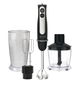 Блендер ARDESTO погружной 800Вт, 3в1, чаша-600мл, чопер-500мл, черно-серебристый фото