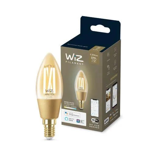 Лампа умная WiZ, E14, 4.9W, 25W 370Lm, C35, 2000-5000K, филаментная, Wi-Fi