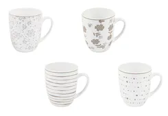 Набор чашек ARDESTO Ravenna, 4шт., 360мл, фарфор, бело-бежевый фото