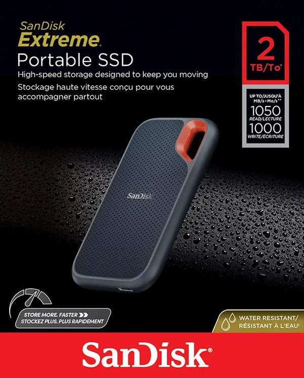 Портативный SSD SanDisk 2TB USB 3.2 Gen 2 Type-C E61 R1050/W1000MB/s IP55