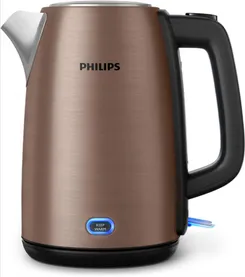 Электрочайник Philips Viva Collection 1.7л, металл, LED подсветка, медно-черный фото