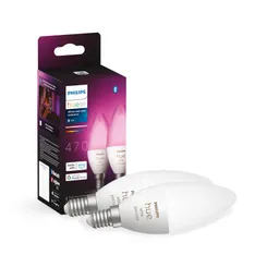 Лампа умная Philips Hue E14, 5.3W(40Вт), 2000K-6500K, RGB, ZigBee, Bluetooth, диммирование, 2шт фото