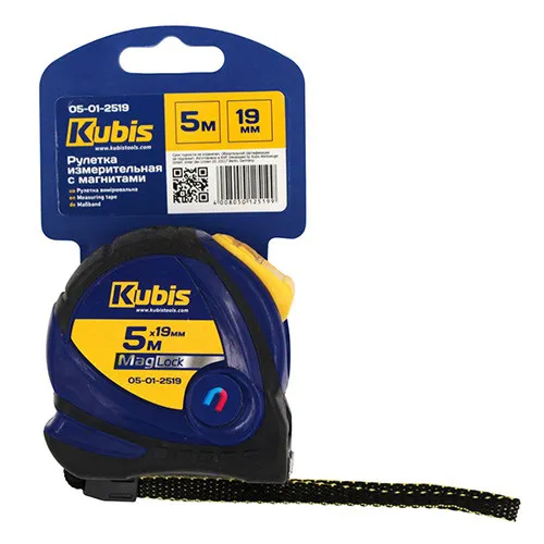 Рулетка измерительная 5м×19мм с магнитным наконечником металлическое полотно Kubis 05-01-2519 заказать