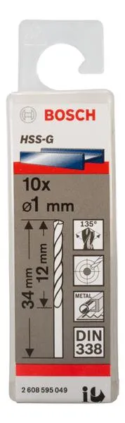 Свердло Bosch Professional HSS-G по металу, 1мм, 10шт