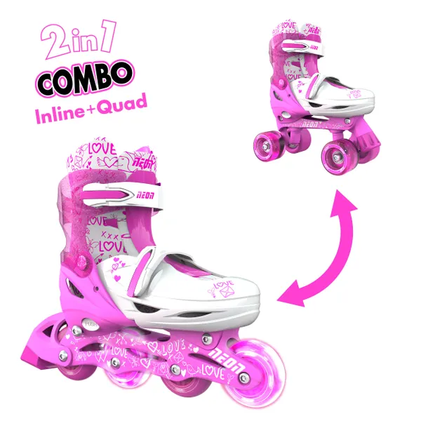 Роликовые коньки Neon Combo Skates Розовый (Размер 34-37)