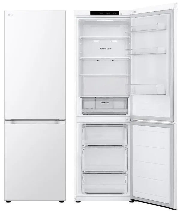 Холодильник LG с нижн. мороз., 186x60х68, холод.отд.-234л, мороз.отд.-107л, 2дв., А++, NF, инв., диспл внутр., зона св-ти, белый