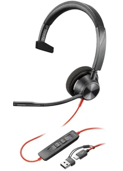 Гарнитура компьютерная моно On-ear Poly Blackwire 3310-M, USB-A, USB-C, всенаправленный, Microsoft Teams, черный фото