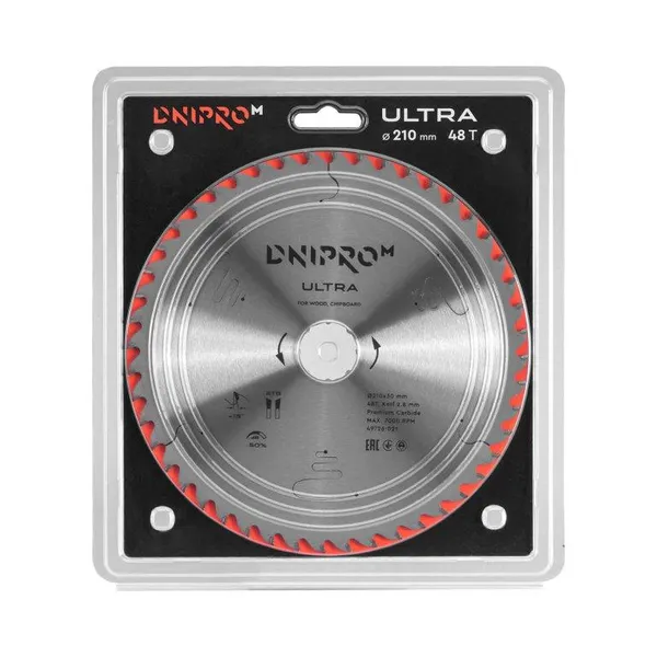Пиляльний диск Dnipro-M ULTRA 210 мм 30 25.4 65Mn 48Т (по дереву, ДСП) фото №3