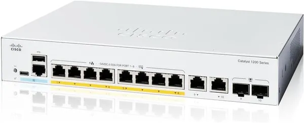 Коммутатор Cisco Catalyst 1200 8xGE, PoE, Ext PS, 2x1G Combo