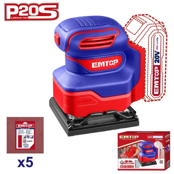 Шлифмашина аккумуляторная EMTOP ELSHS2014 (без АКБ и ЗУ)