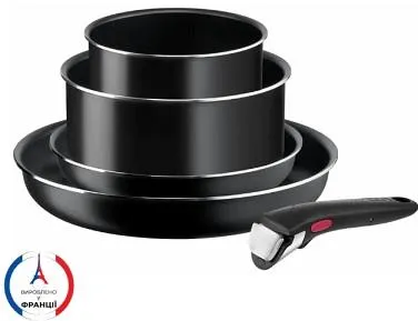 Набор посуды Tefal Ingenio Easy Cook & Clean, 5 предметов, алюминий, нержавеющая сталь, бакелит, черный