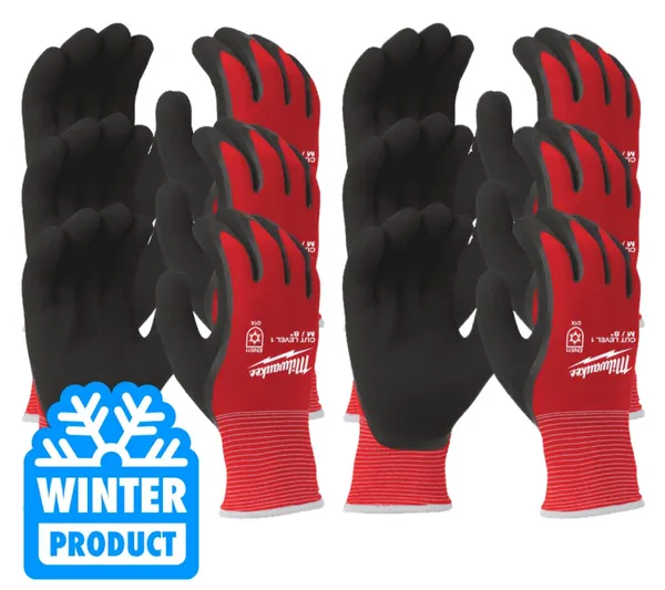 Рукавиці MILWAUKEE з опором порізам 1, зимові, розмір 10/XL, (12шт.)