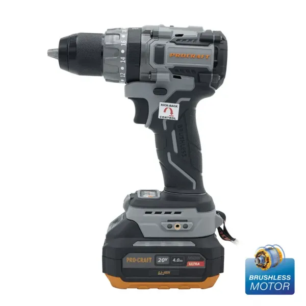 Бесщеточнный аккумуляторный шуруповерт Procraft Industrial CD20A в кейсе (1 акб) Kick back control