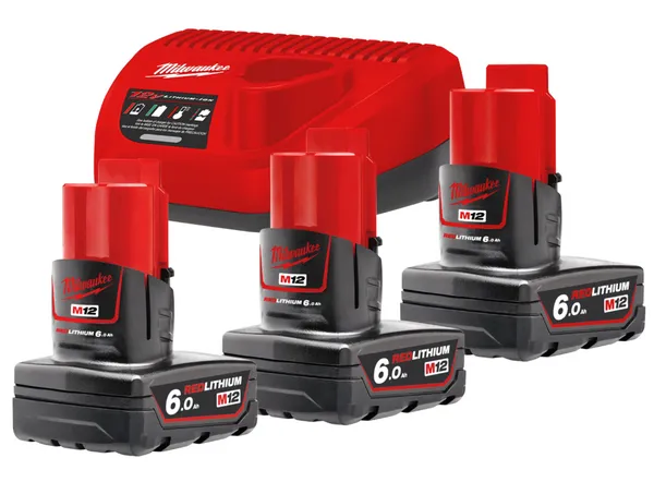 Акумулятор Li-Ion Енергокомплект M12 NRG-603 (3x 6,0 Аг, +зар.пристр.) MILWAUKEE