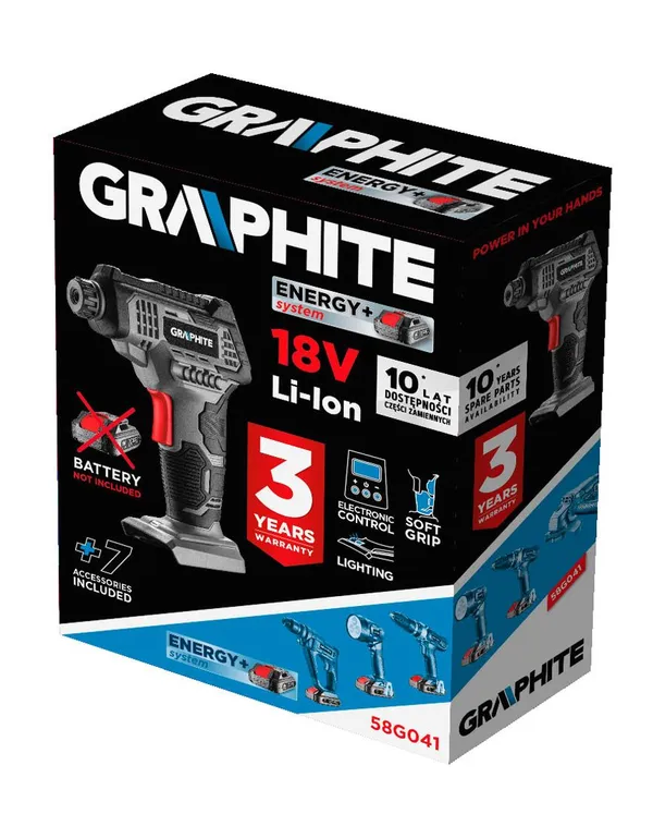 Купить Автомобильный компрессор аккумуляторный GRAPHITE Energy+ 18В 7бар 0.73кг без АКБ и ЗП