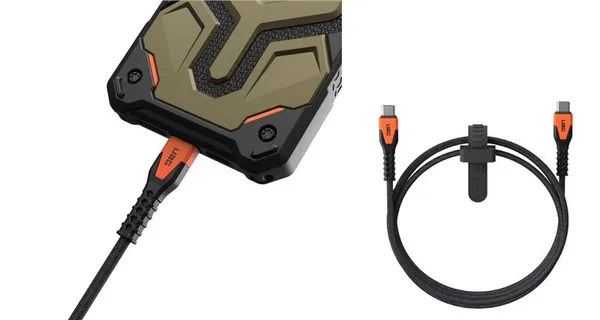 Кабель USB-C > USB-C зарядки/синхронизации UAG 1.5м, 60Вт, Type-C, Rugged Kevlar, Black/Orange