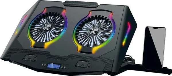 Підставка для ноутбука 2E GAMING CPG-006, до 17.3", 2xUSB-A, LCD/phone holder, RGB, чорний