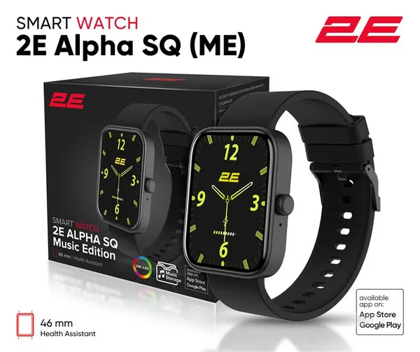 Смарт-часы 2E Alpha SQ Music Edition 46mm Black