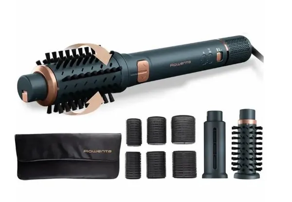 Фен-щетка Rowenta Air Rotate, 1300Вт, режимов-4, иониз-я, хол. обдув, функция фена, керамика, черный