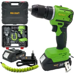 Безщёточный аккумуляторный шуруповерт 20 В Procraft PA-18LiN DFR в кейсе (1 АКБ, 2 А/ч) фото