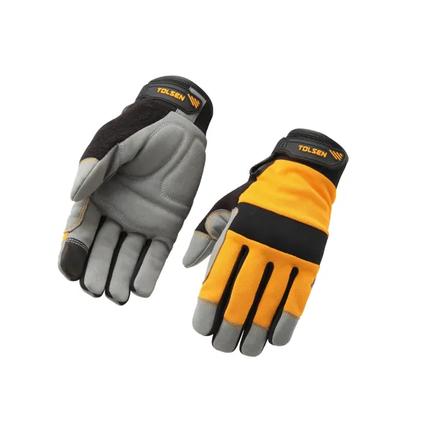 Перчатки рабочие Tolsen, комбинированный материал, р.10, желто серые
