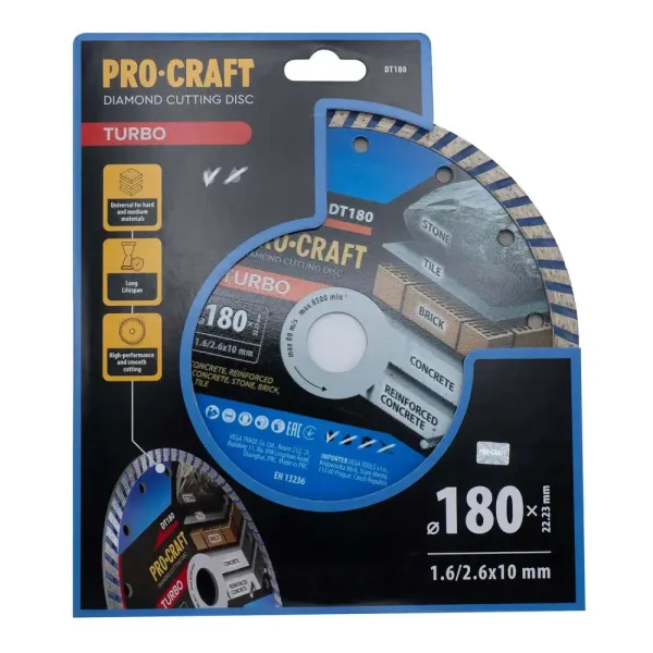 Алмазный диск 180×2.6×22.23 мм по керамограниту Procraft DT180