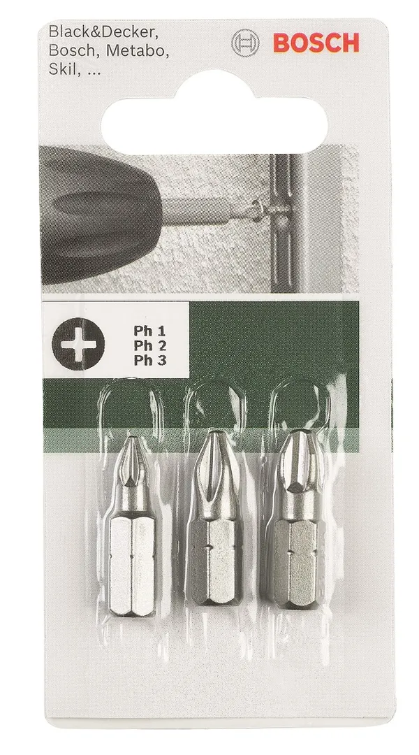 Набор бит Bosch PH1, PH2, PH3, 25мм