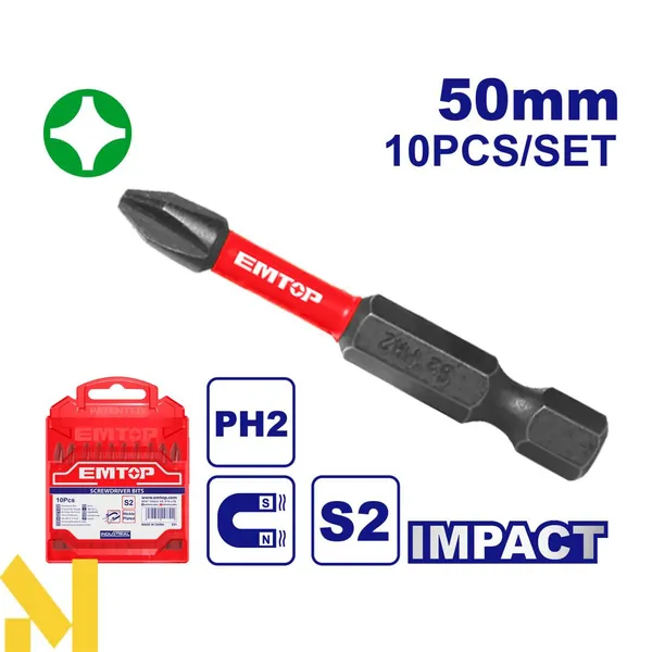 Набор бит EMTOP ESBTMPH223, 10 шт