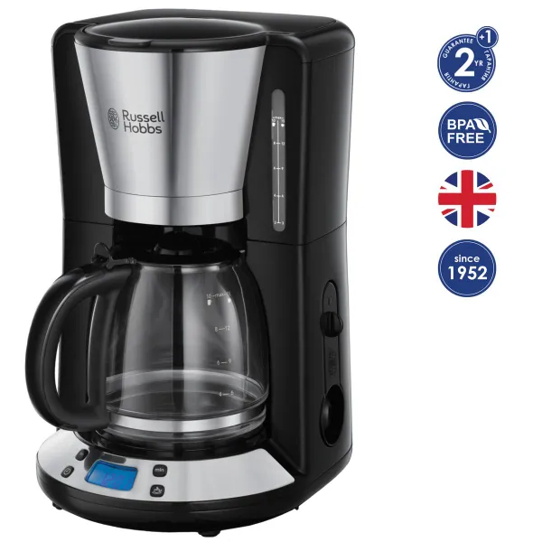 Кофеварка Russell Hobbs капельная Victoty 1.25л, молотый, черно-серебристый