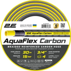 Шланг садовий 2Е AquaFlex Carbon 3/4" 30м 4 шари 20бар -10…+60°C фото