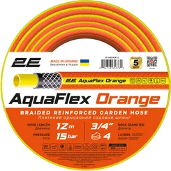 Шланг садовий 2E AquaFlex Orange 3/4", 12 м фото