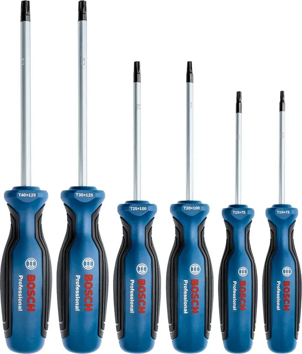 Викрутка Torx Bosch набір 6шт, T10х75, T15х75, T20x100, T25x100, T30x125, T40x125 мм