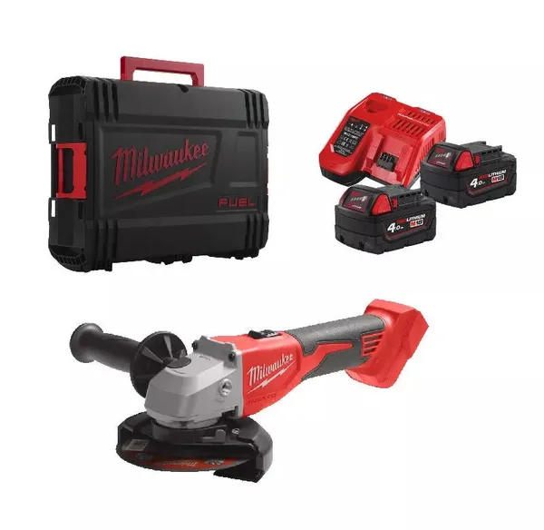 Шліфмашина кутова акумуляторна Milwaukee M18 BLSAG125X-402X 125мм 18В 2x4А·год ЗП М12-18С 11000об/хв 2.4кг кейс купити в Україні