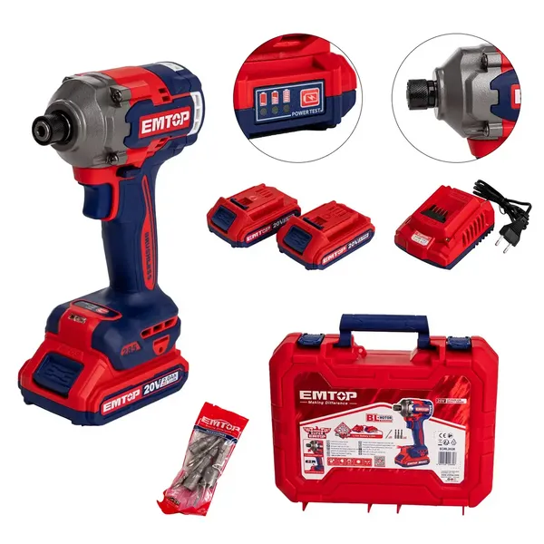 Винтоверт аккумуляторный EMTOP ECIRL2028 (АКБ + ЗУ) / Профессиональный винтокрут на аккумуляторе для СТО