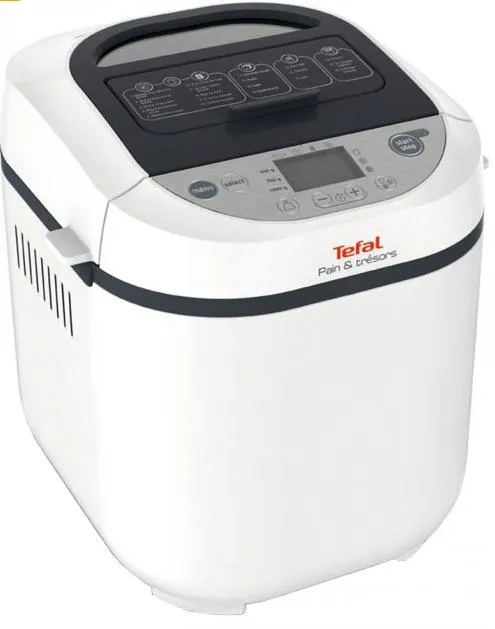 Хлебопечка Tefal Pain&Tresor 700Вт, программ-20, макс.вес -1кг, форма-прямоугольник, пластик, белый