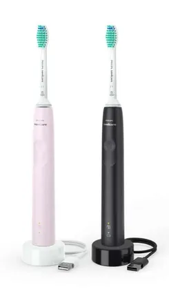 Щетка зубная электр. Philips Sonicare 3100 series набор, 31т. колеб/мин, насадок-1, 2 шт в наборе, розовый, черный фото