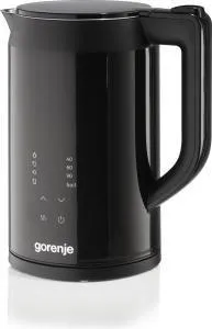 Электрочайник Gorenje 1.7л, двойные стенки, LED дисплей, Strix контроль, черный