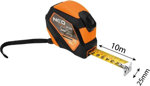 Рулетка Neo Tools, 10мx25мм, с фиксатором сматывания, магнит заказать